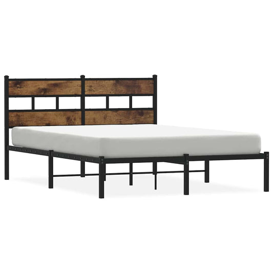 vidaXL Metal Bed Frame without Mattress Smoked Oak 150x200 cm King Size