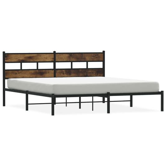 vidaXL Metal Bed Frame without Mattress Smoked Oak 180x200 cm