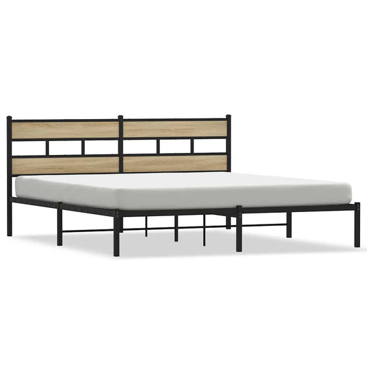 vidaXL Metal Bed Frame without Mattress Sonoma Oak 180x200 cm