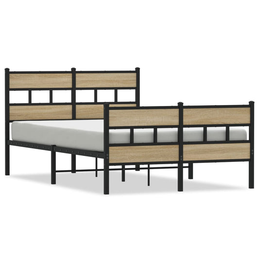 vidaXL Metal Bed Frame without Mattress Sonoma Oak 120x190 cm Small Double