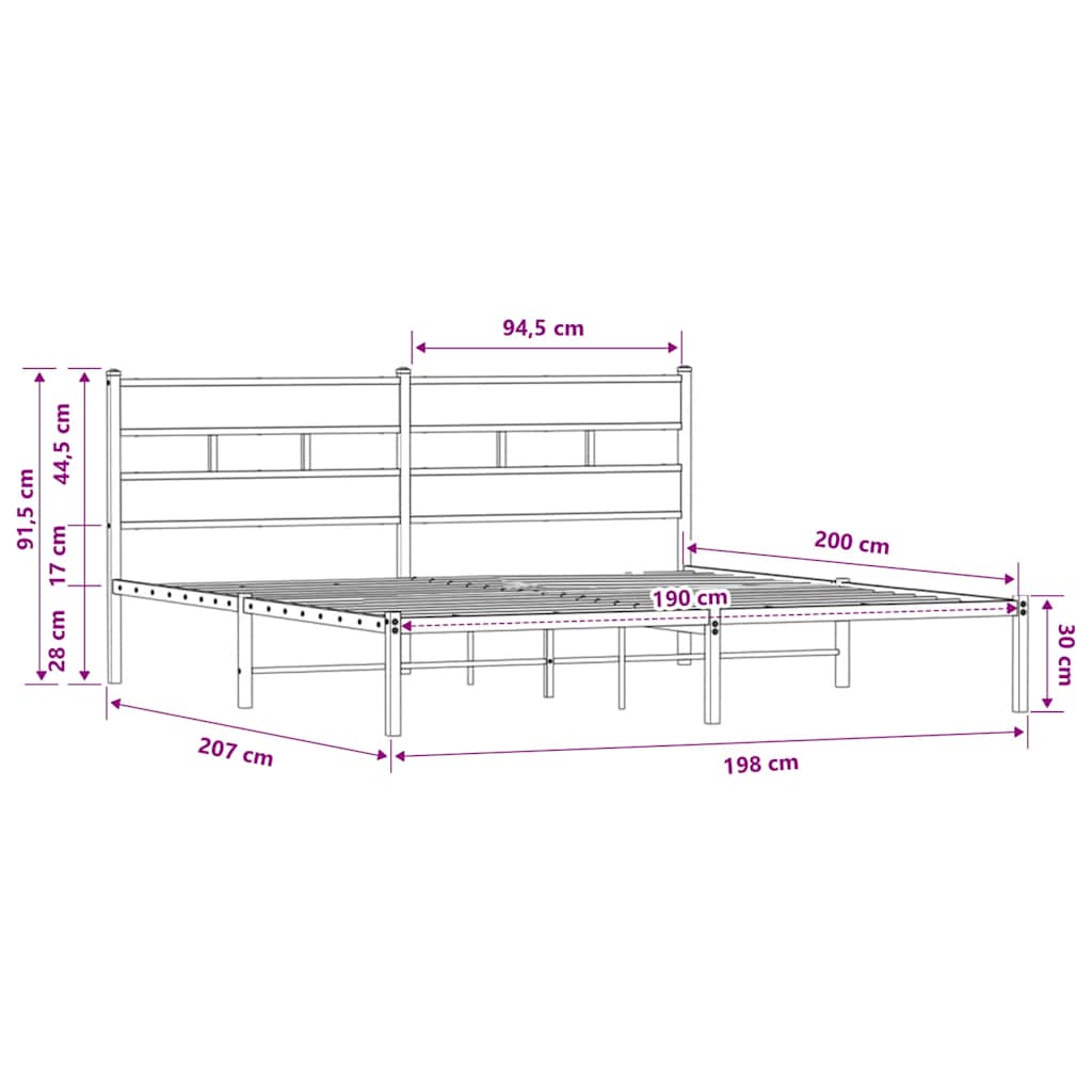 vidaXL Bed Frame without Mattress with Headboard Brown Oak 190x200 cm
