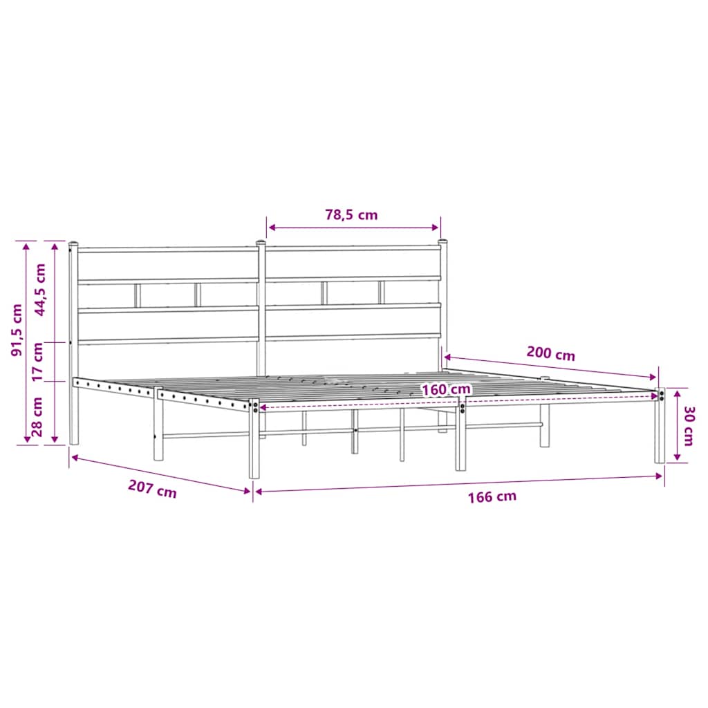 vidaXL Bed Frame without Mattress with Headboard Smoked Oak 160x200 cm