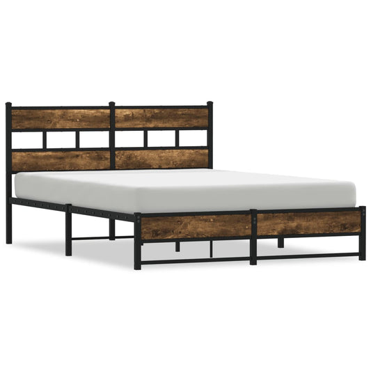 vidaXL Metal Bed Frame without Mattress Smoked Oak 140x200 cm