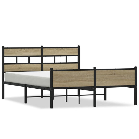 vidaXL Bed Frame without Mattress Sonoma Oak 140x190 cm Engineered Wood