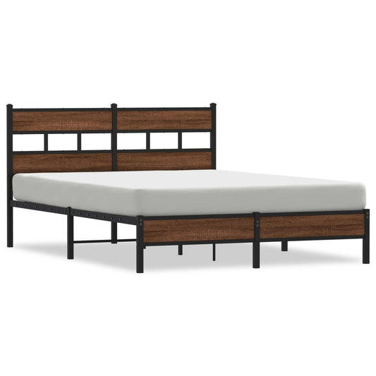 vidaXL Bed Frame without Mattress Brown Oak 137x190 cm Engineered Wood