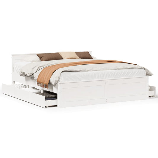 vidaXL Bed Frame without Mattress with Headboard White 180x200 cm