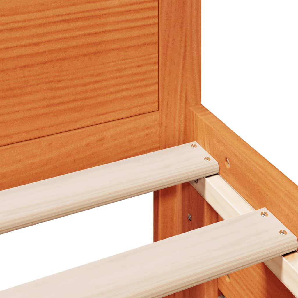 vidaXL Bed Frame without Mattress with Headboard Wax Brown 100x200 cm Solid Wood Pine