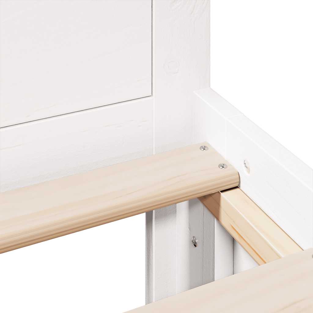 vidaXL Bed Frame without Mattress with Headboard White 135x190 cm Double Solid Wood Pine