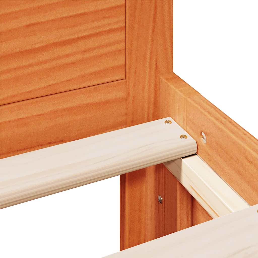 vidaXL Bed Frame without Mattress with Headboard Wax Brown 120x190 cm Solid Wood Pine