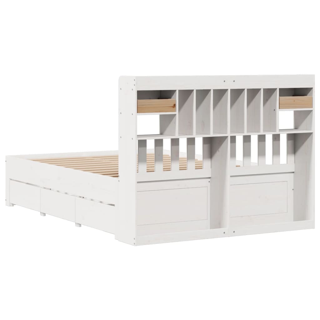 vidaXL Bookcase Bed without Mattress White 140x200 cm Solid Wood Pine