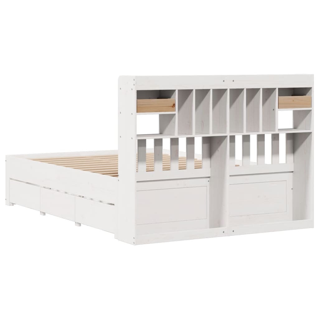 vidaXL Bookcase Bed without Mattress White 140x190 cm Solid Wood Pine