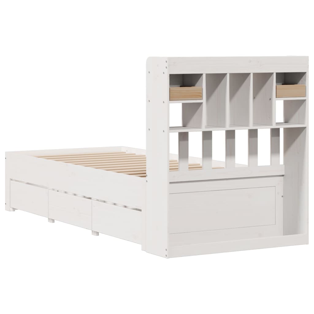 vidaXL Bookcase Bed without Mattress White 75x190 cm Small Single Solid Wood Pine