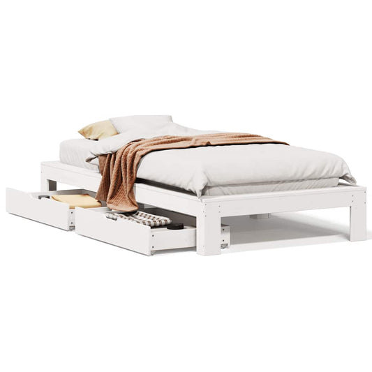 vidaXL Bed Frame without Mattress White 100x200 cm Solid Wood Pine
