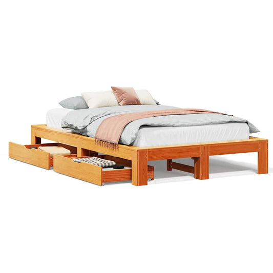 vidaXL Bed Frame without Mattress Wax Brown 120x190 cm Small Double Solid Wood Pine