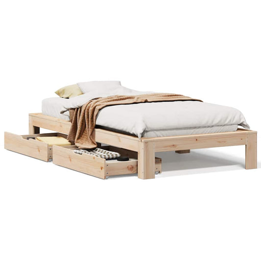 vidaXL Bed Frame without Mattress 75x190 cm Small Single Solid Wood Pine