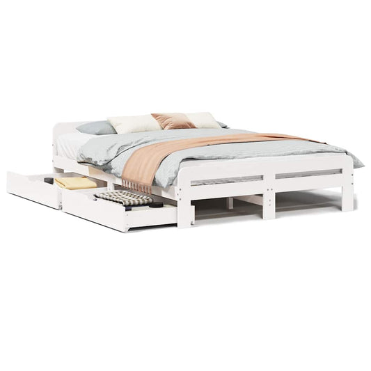 vidaXL Bed frame without Mattress White 140x200 cm Solid Wood Pine