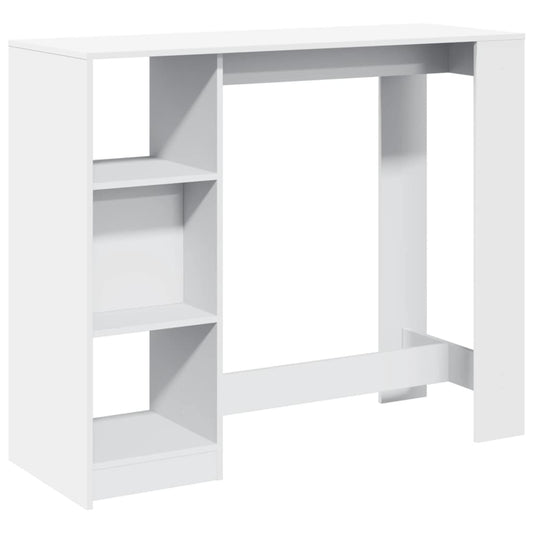 vidaXL Bar Table with Shelf White 124x46x103,5 cm Engineered Wood
