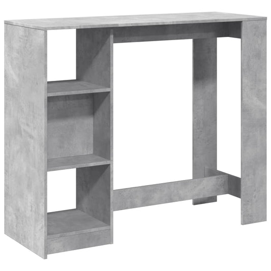 vidaXL Bar Table with Shelf Concrete Grey 124x46x103,5 cm Engineered Wood