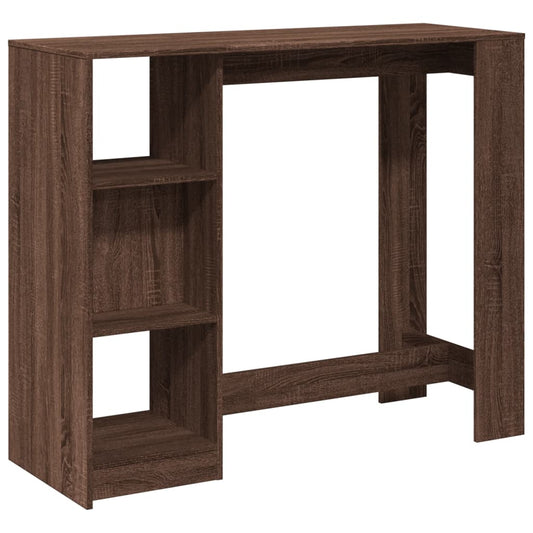 vidaXL Bar Table with Shelf Brown Oak 124x46x103,5 cm Engineered Wood