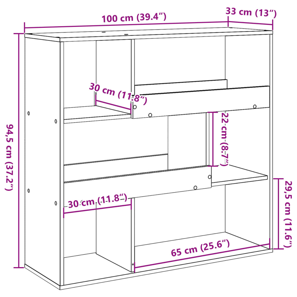 vidaXL Book Cabinet/Room Divider Artisan Oak 100x33x94,5 cm