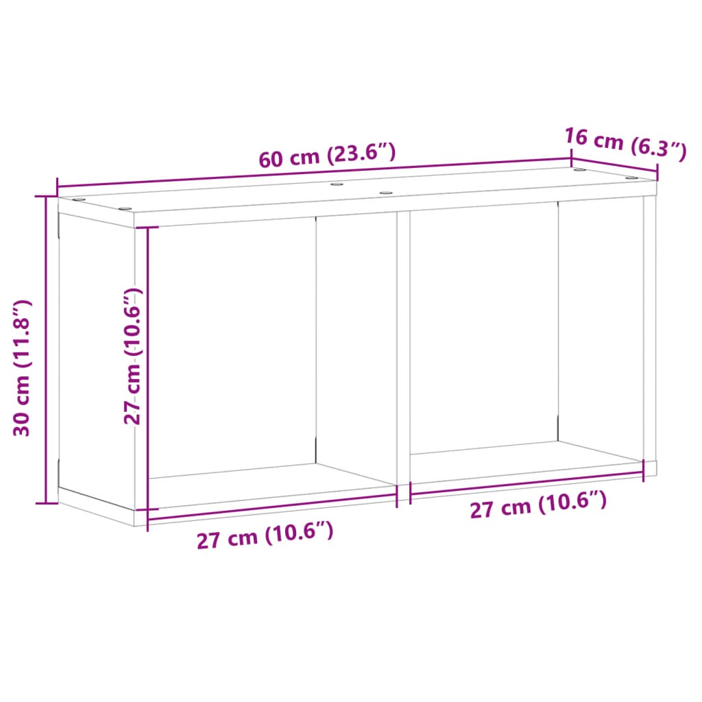 vidaXL Wall Cabinet 60x16x30 cm Grey Sonoma Engineered Wood