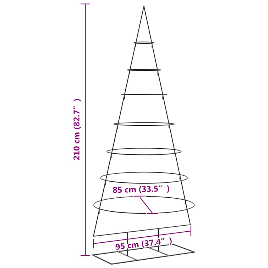 vidaXL Metal Christmas Tree for Decoration Black 210 cm