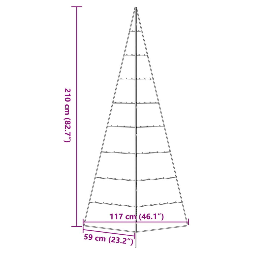 vidaXL Metal Christmas Tree for Decoration Black 210 cm