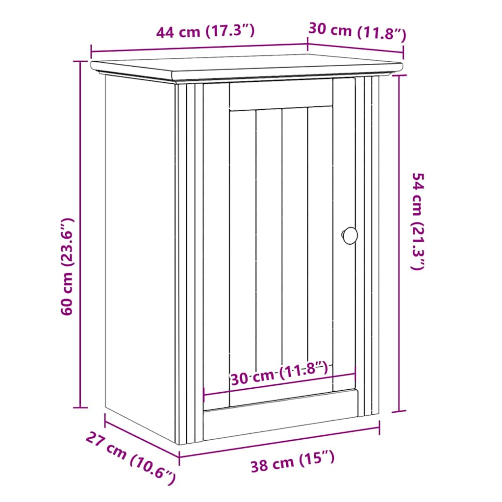 vidaXL Bathroom Wall Cabinet BODO White 44x30x60 cm