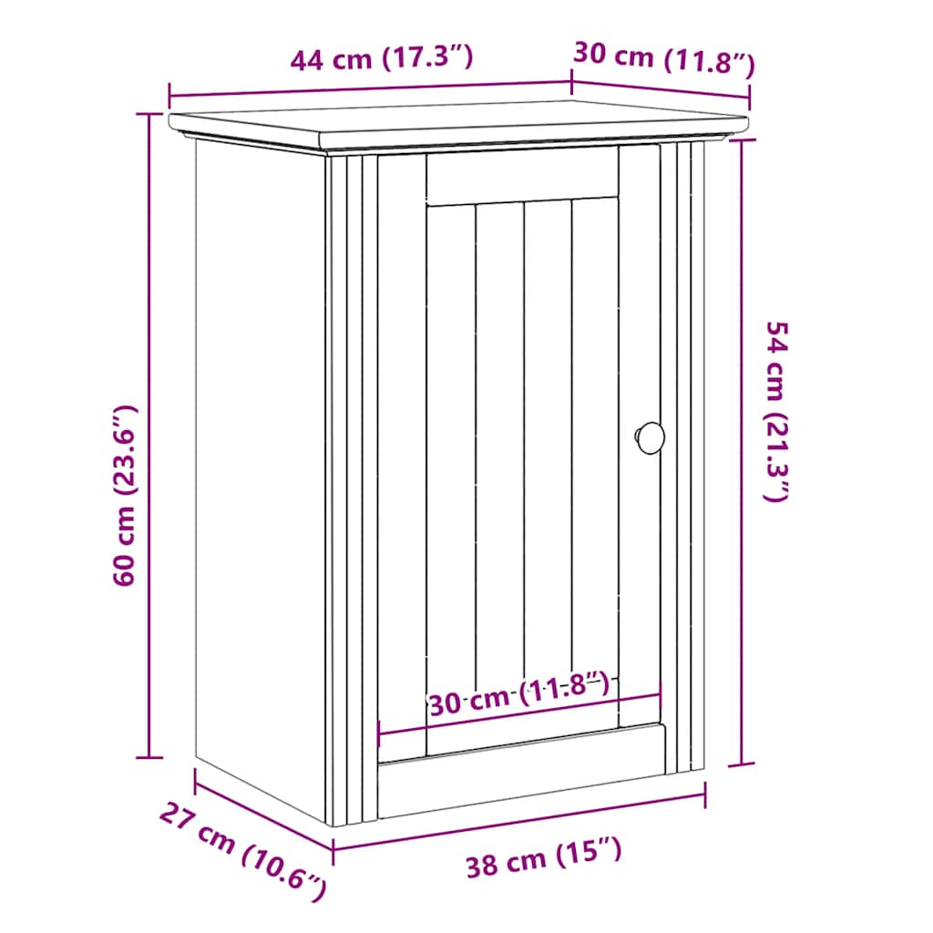 vidaXL Bathroom Wall Cabinet "BODO" Grey 44x30x60 cm