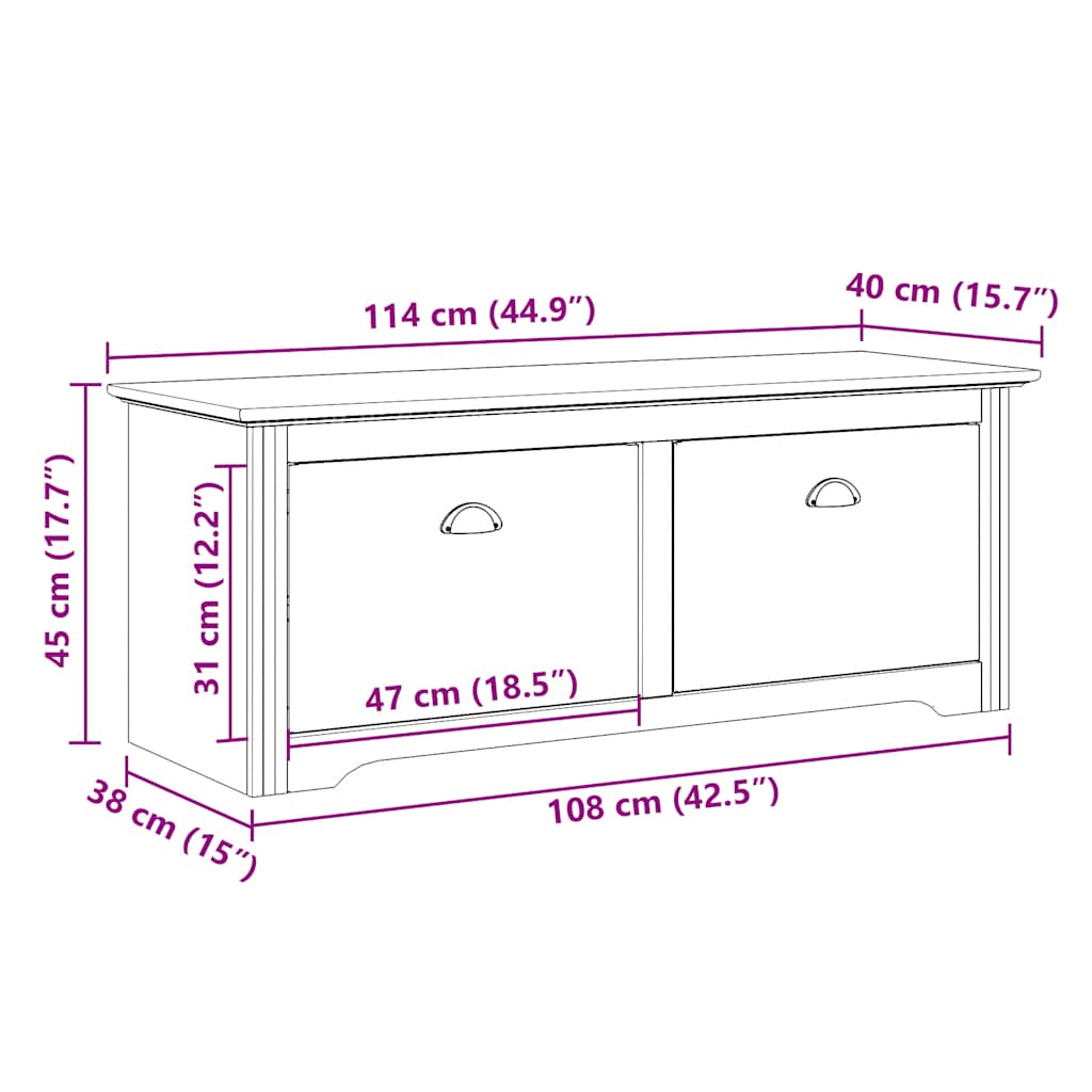 vidaXL Hallway Bench "BODO" White 114x40x45 cm