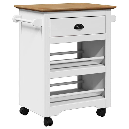 vidaXL Kitchen Trolley BODO White and Brown 67.5x45x80 cm