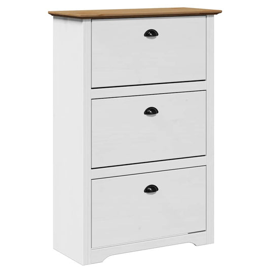 vidaXL Shoe Rack "BODO" White and Brown 80x35x118 cm