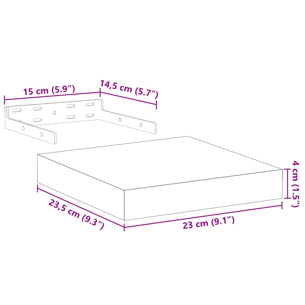 vidaXL Floating Shelves 4 pcs 23x23,5x4 cm Engineered Wood