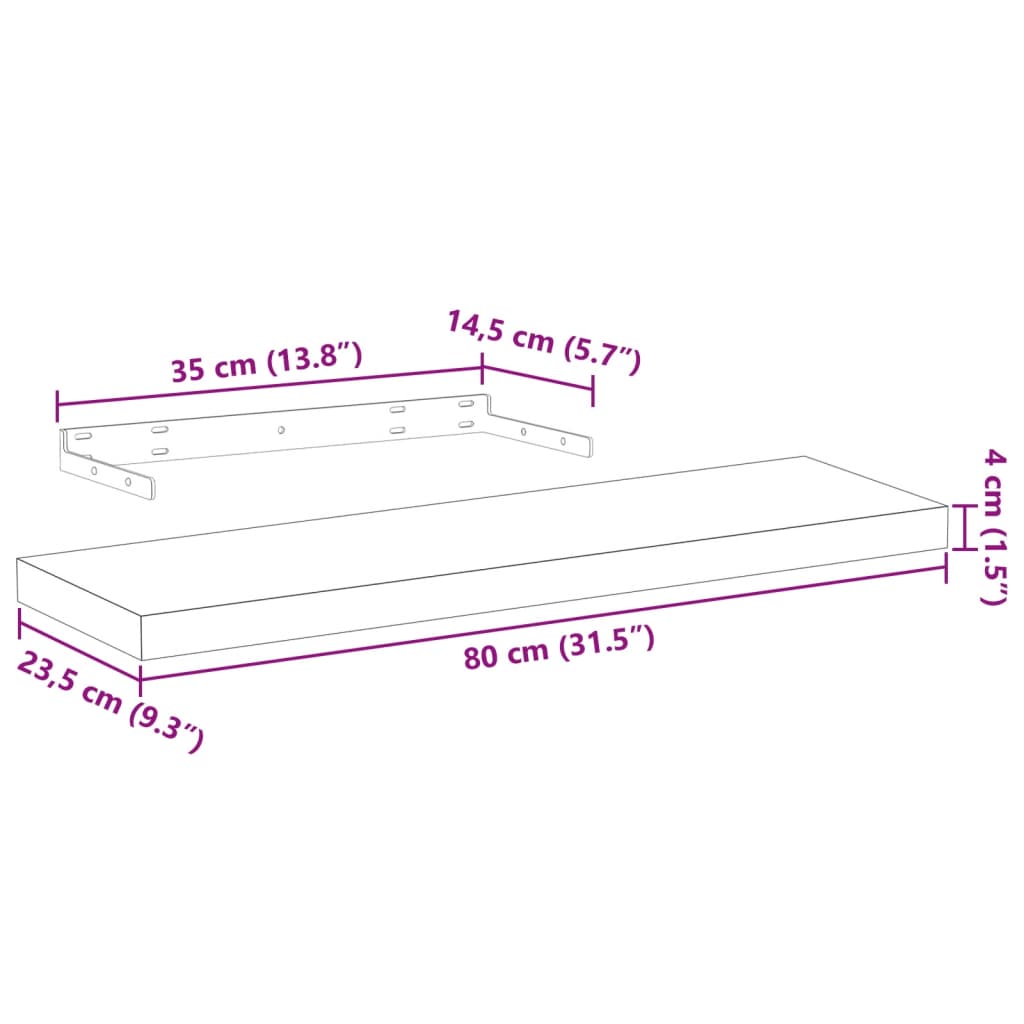 vidaXL Floating Shelf 80x23,5x4 cm Engineered Wood