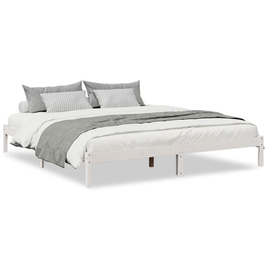 vidaXL Extra Long Bed Frame without Mattress White 180x210 cm Solid Wood Pine