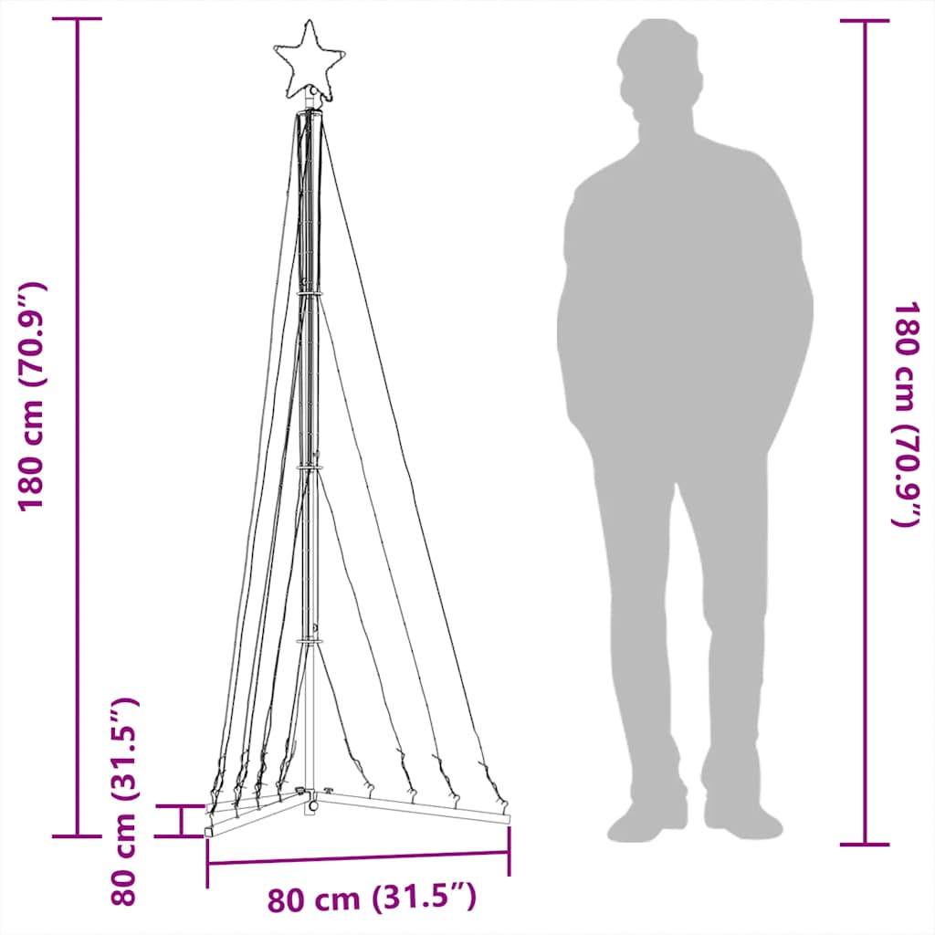 vidaXL LED Christmas Tree 339 LEDs Colorful 187 cm