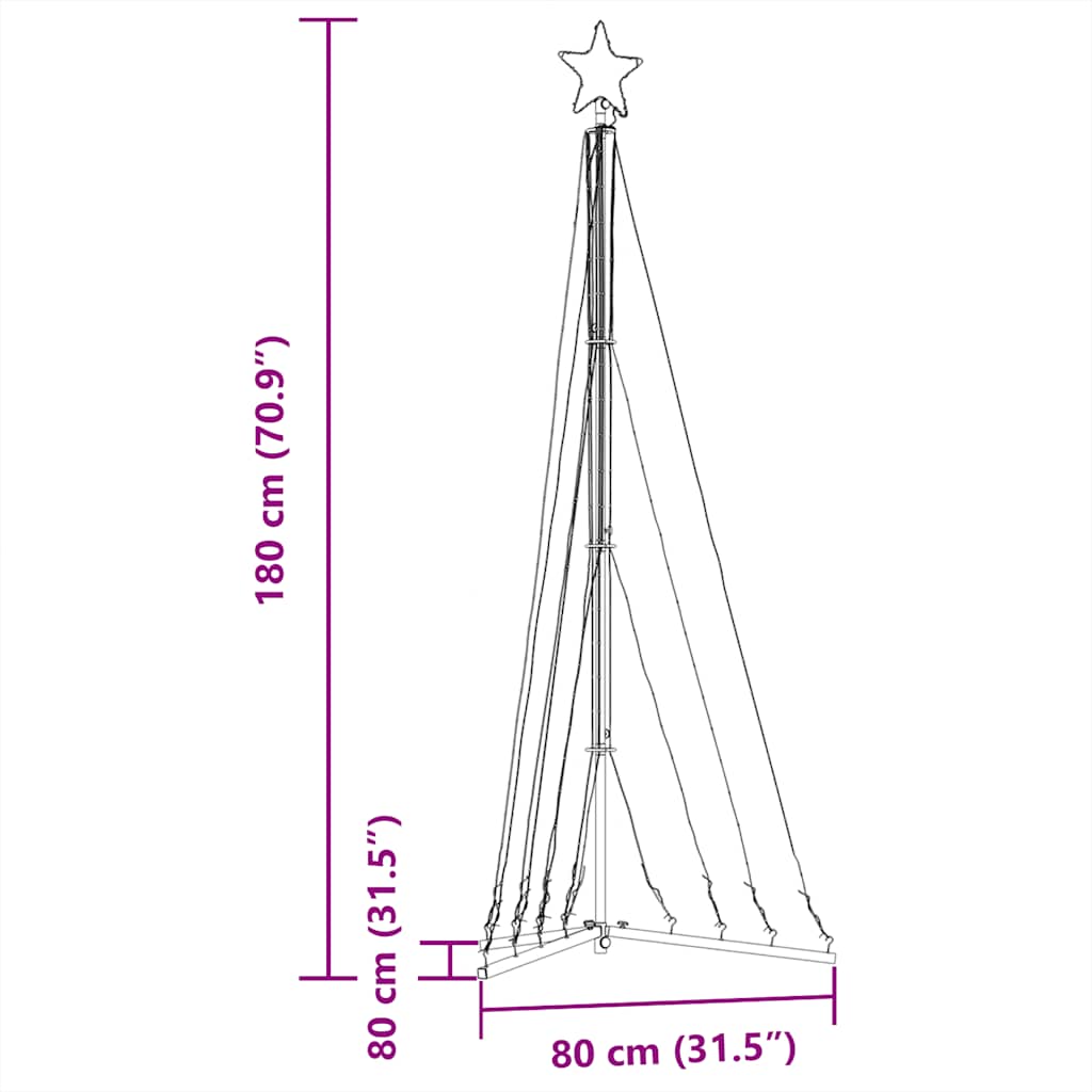 vidaXL LED Christmas Tree 339 LEDs Colorful 187 cm