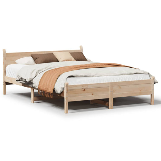 vidaXL Bed Frame without Mattress 150x200 cm King Size Solid Wood Pine