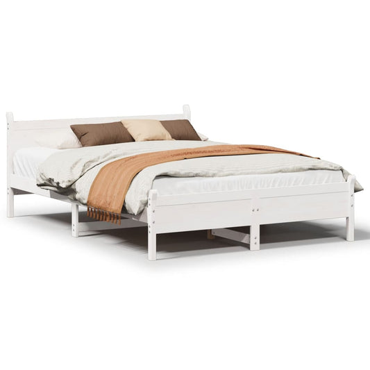 vidaXL Bed Frame without Mattress White 135x190 cm Solid Wood Pine