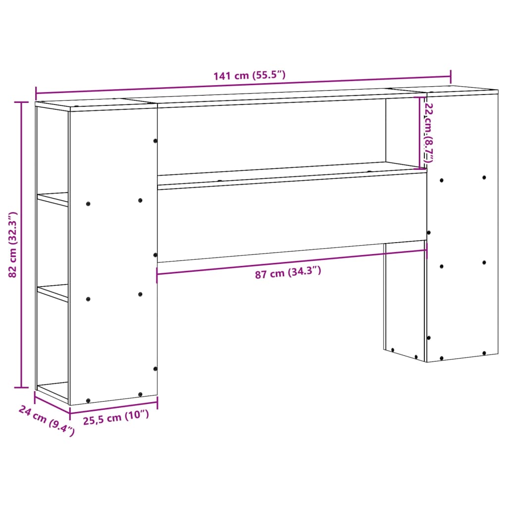 vidaXL Headboard with Storage White 135 cm Solid Wood Pine