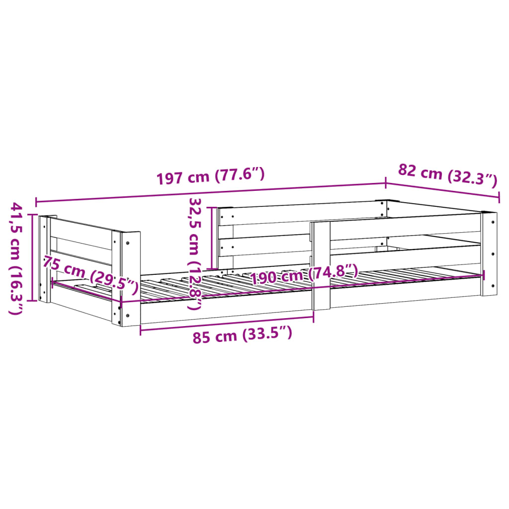 vidaXL Bed Frame without Mattress 75x190 cm Small Single Solid Wood Pine