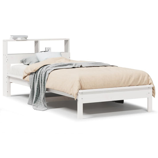vidaXL Bookcase Bed without Mattress White 75x190 cm Small Single Solid Wood Pine