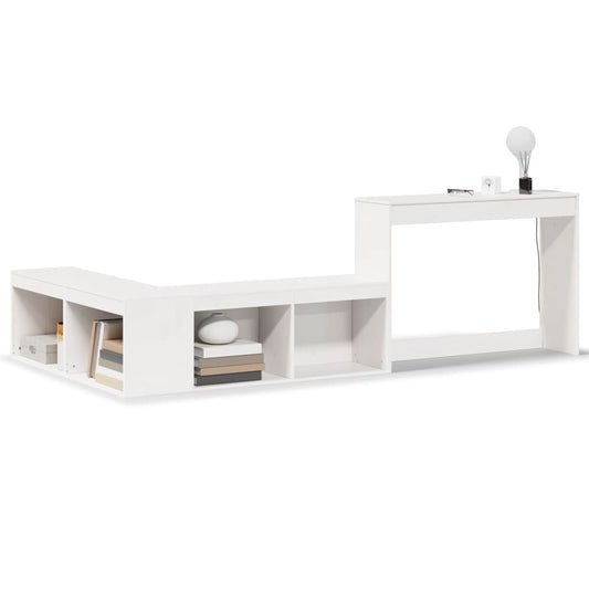vidaXL Bedside Cabinet with Desk White 232x112x75 cm Solid Wood Pine