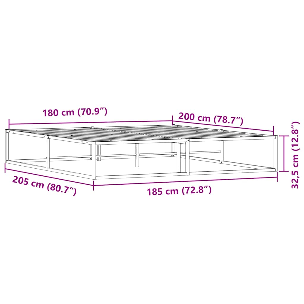 vidaXL Bed Frame without Mattress White 180x200 cm Metal