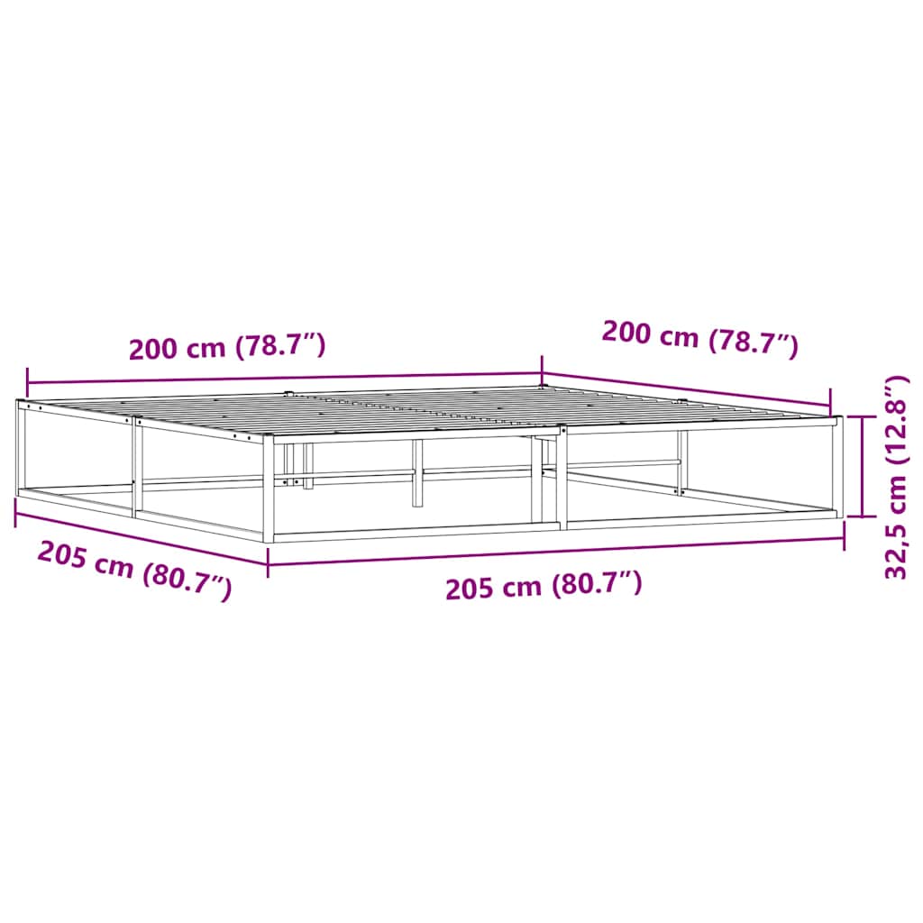 vidaXL Bed Frame without Mattress White 200x200 cm Metal
