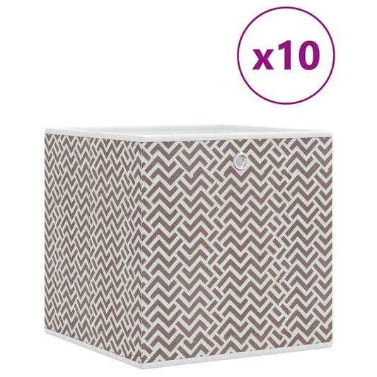 vidaXL Foldable Storage Boxes 10 pcs Brown 32x32x32 cm Non-woven Fabric