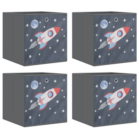 vidaXL Foldable Storage Boxes 4 pcs Grey 32x32x32 cm Non-woven Fabric