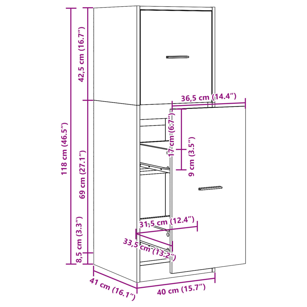 vidaXL Apothecary Cabinet Old Wood 40x41x118 cm Engineered Wood