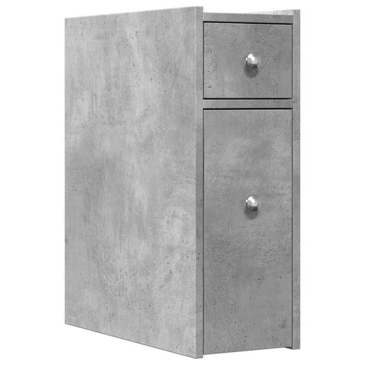 vidaXL Narrow Bathroom Cupboard with Wheels Concrete Grey Engineered Wood