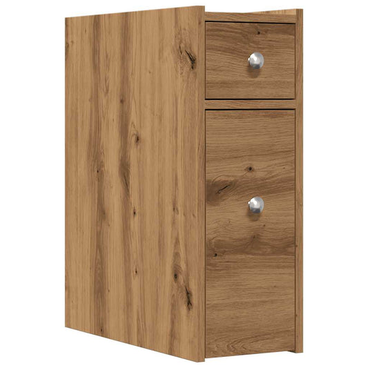 vidaXL Narrow Bathroom Cupboard with Wheels Artisian Oak
